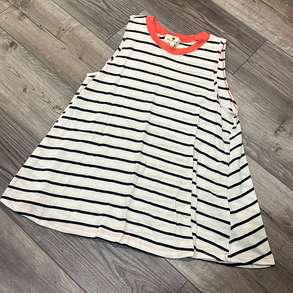 NEW in package (no tag) black & white striped tank with coral accents